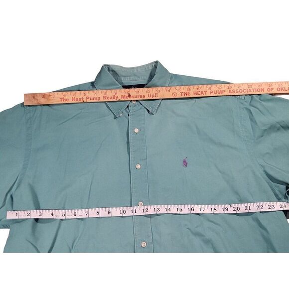 Ralph Lauren Blaire Button Up Shirt Men Sz XL Green Short sleeve Cotton - Picture 6 of 7